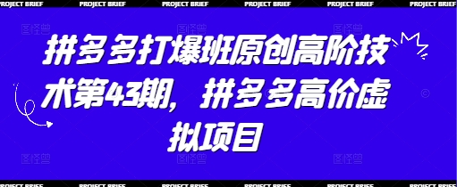 拼多多打爆班原创高阶技术第43期，拼多多高价虚拟项目好项目网-专注分享网络创业项目落地实操课程 – 全网首发_高质量创业项目输出好项目网