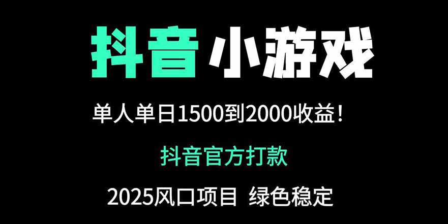 抖音官方小游戏2025全网最新玩法，暴利赚钱项目，单机日入2000+好项目网-专注分享网络创业项目落地实操课程 – 全网首发_高质量创业项目输出好项目网